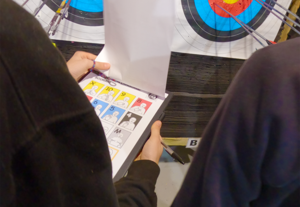 Young archers with the BSL resource card