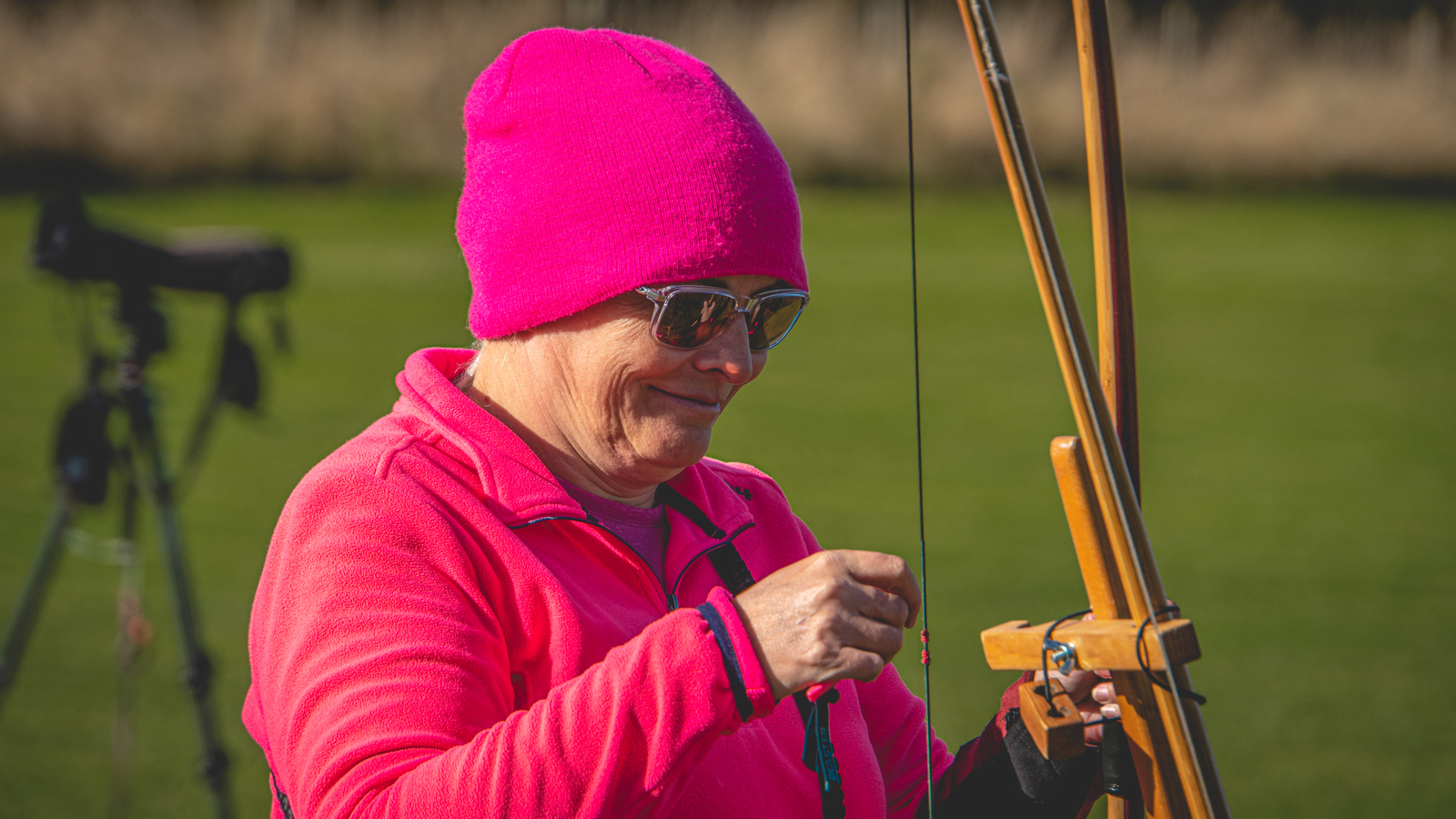 Female archer at a clout shoot