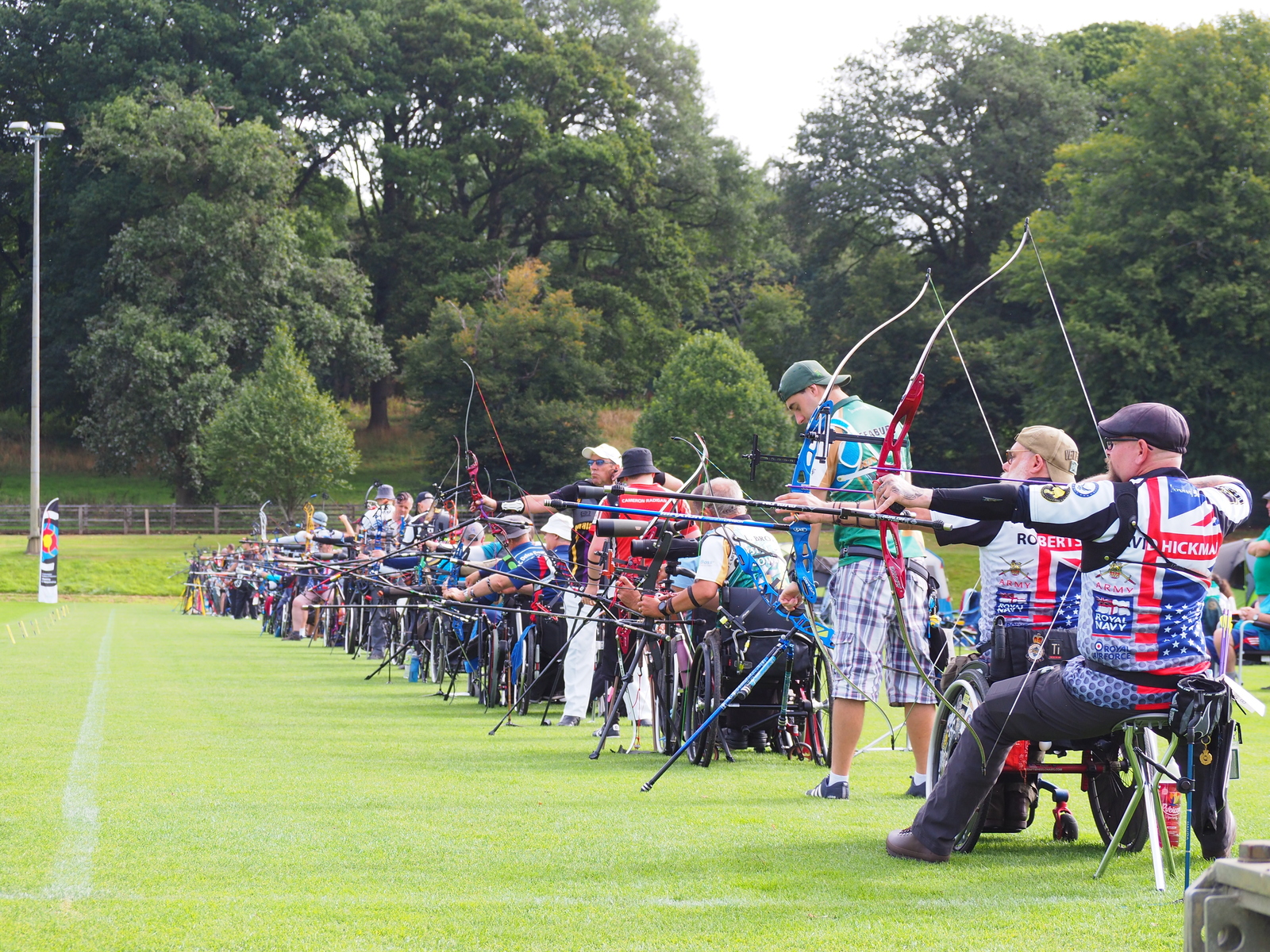 Disabled archers at a competition